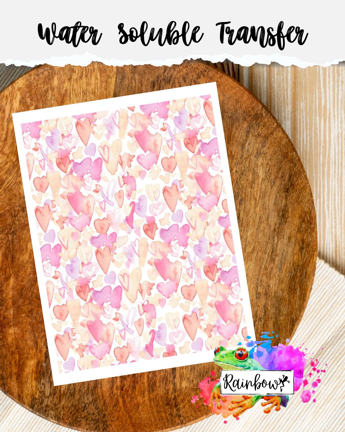 Water Soluble Transfer Paper - Soft Pink Hearts