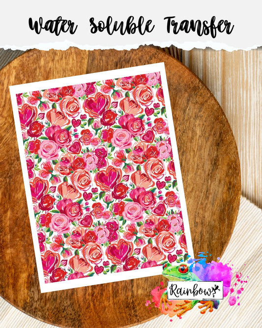 Water Soluble Transfer Paper - Floral Hearts