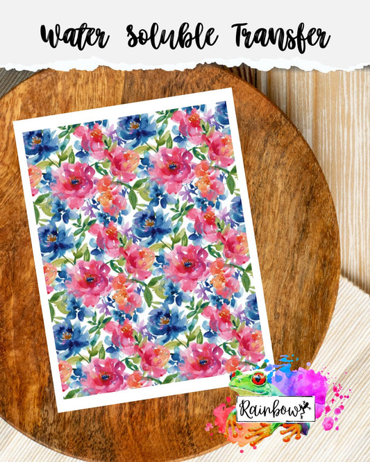 Water Soluble Transfer Paper - Pink & Blue Florals