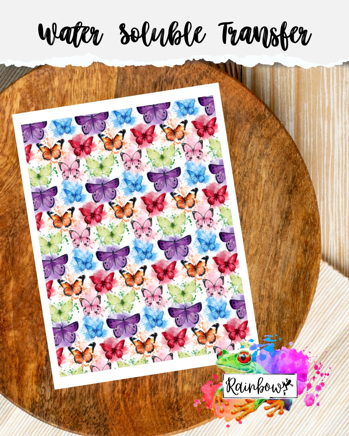 Water Soluble Transfer Paper - Rainbow Butterflies