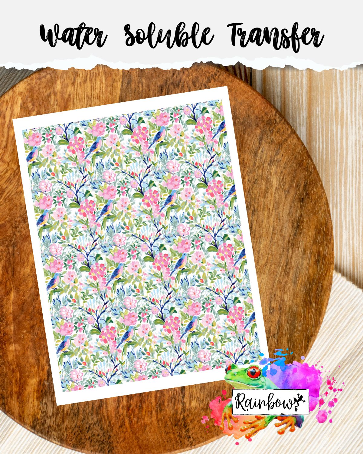 Water Soluble Transfer Paper - Spring Blue Birds & Florals