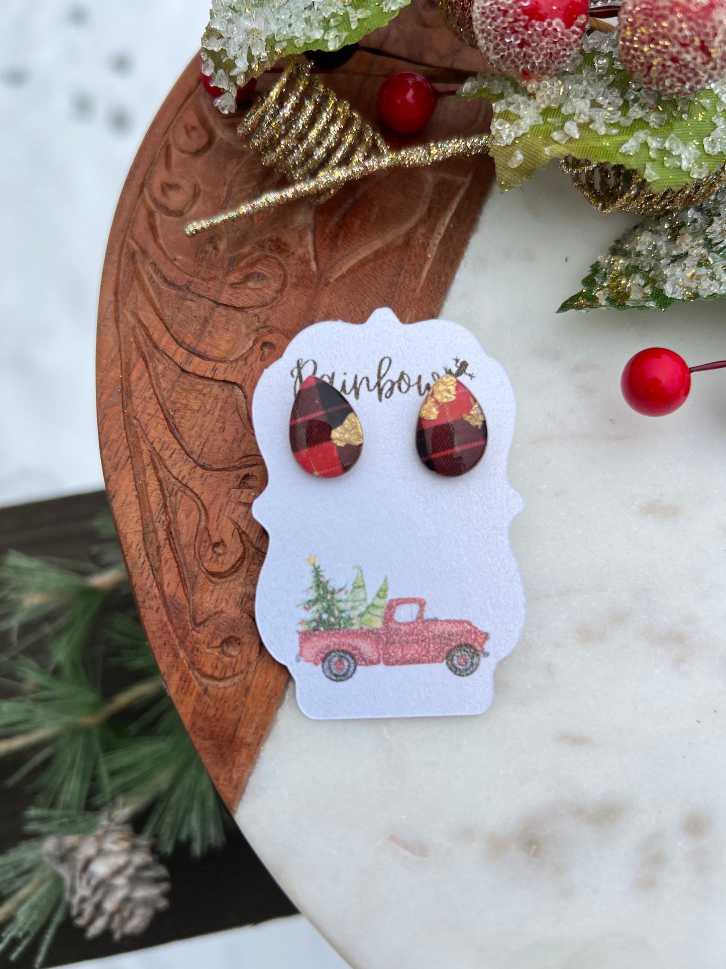 Buffalo Plaid, Teardrop Studs