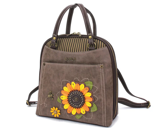 Convertible Backpack Purse, Sunflower