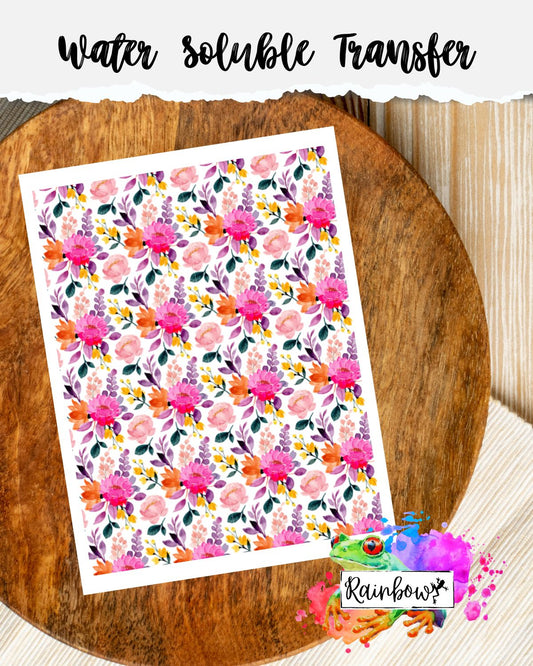 Water Soluble Transfer Paper - Magenta & Plum Florals