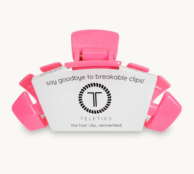 Teleties Hair Clip, Hot Pink